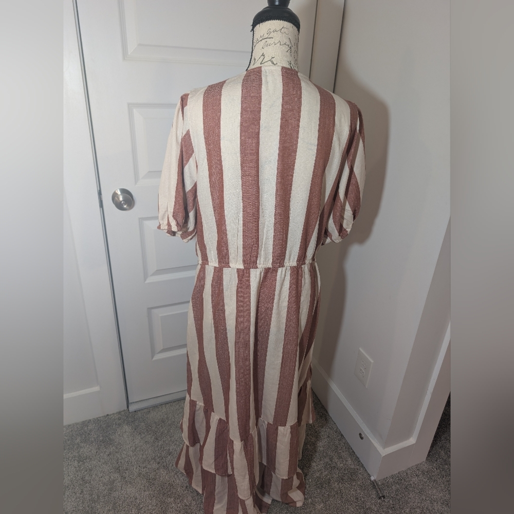 Knox Rose Rust and Cream Tiered Wrap Dress Size XL - Picture 2 of 7